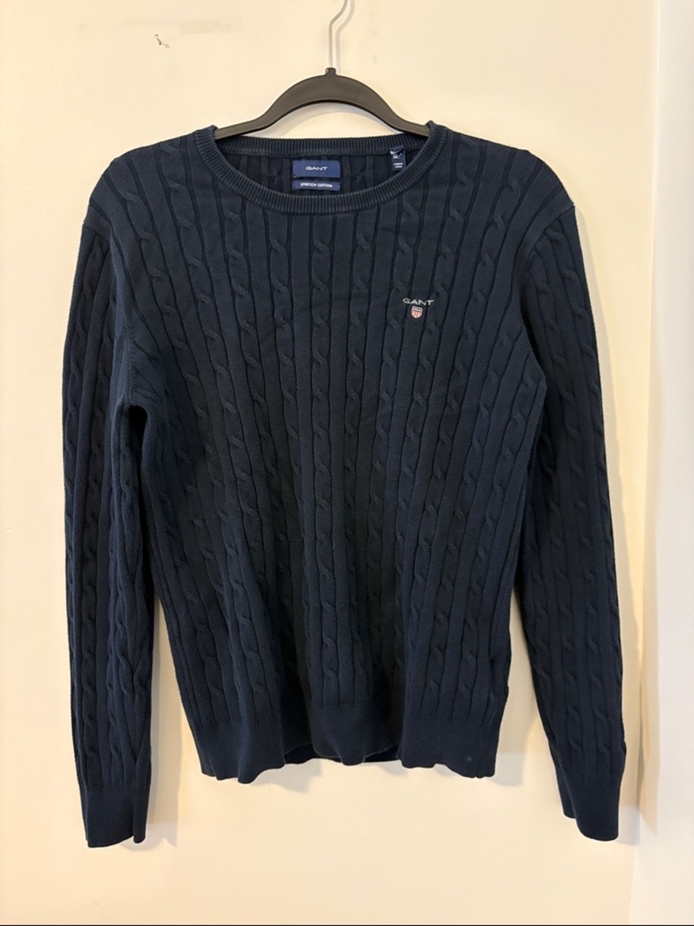 GANT Navy Cable-Knit Crewneck Sweater